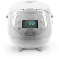 Produktbild: Reishunger Digitaler Mini Reiskocher und Dampfgarer, Grau - Timer - kleiner Multikocher, 8 Programme, 7-Phasen-Kochtechnologie, 1-3 Personen