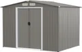 Produktbild: COSTWAY Gerätehaus mit Fundament, 260x207x180cm, Geräteschuppen aus verzinktem Stahl, Gartenhaus mit Doppeltüren & Rampe, Garten Schuppen abschließbar, Metallschuppen Outdoor (Grau)
