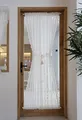 Produktbild: Devola Scheibengardine Lang Balkontür Vorhang Transparent mit Spitze Türgardine mit stangendurchzug französischer Türvorhang Fensterschal Küche Weiße Gardinen für terrassentür BxH 140x122cm 1 Stück