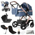 Produktbild: Bergsteiger Nizza 3 in 1 Kinderwagen, Kombikinderwagen Komplettset, Auto-Babyschale & Isofix Station, Babywanne & Buggy Sportsitz inklusive