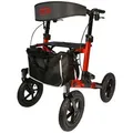 Produktbild: Antar Rollator Outdoor Aluminium Rollator mit Luftbereifung zusammenklappbar, Getränkehalter und Gehstockhalter mit Klicksystem rot