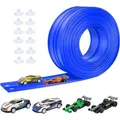 Produktbild: Kinder Autorennbahn Set mit 5 m Doppelschiene, 4 Sportwagen, 12 Saugnäpfen, Kinder Rennbahn Set - BLUETURBO