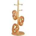 Produktbild: Brezelständer Bambus, 8 Stangen, H X D: 50 X 19,5 Cm, Großer Brezelbaum, Tassenhalter, Wurstständer, Natur - Relaxdays