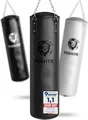 Produktbild: FIGHTR® Boxsack gefüllt/ungefüllt - extrem robust & langlebig | Boxsack Set inkl. 4-Punkt-Stahlkette für Boxen, Kickboxen, MMA, Muay Thai und weitere Kampfsportarten (leer, All Black)