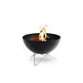 Produktbild: höfats - Bowl 57 Feuerschale mit Edelstahl Sternfuß - raucharme Verbrennung - Feuerstelle mit Plancha Grillplatte und Grillrost nutzbar - kippbarer Feuerkorb Stahl emailliert, schwarz, Ø 57 cm