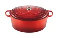 Produktbild: Le Creuset Signature Gusseisen-Bräter mit Deckel, Ø 40 cm, Oval, Für alle Herdarten und Induktion geeignet, Volumen: 13,9 l, 10,025 kg, Kirschrot, 21178400602430
