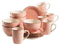 Produktbild: MÄSER 931494 Bel Tempo II Frühstück-Service für 6 Personen im Vintage Look, handbemalte Keramik, 18-teiliges Geschirr-Set, Rosa, Steingut