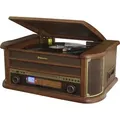 Produktbild: Roadstar HIF-1993BT Nostalgie Stereoanlage aus Holz - Kompaktanlage mit Plattenspieler, CD-Player, Bluetooth, Kassettendeck, USB und Radio - Braun