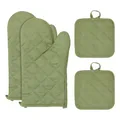 Produktbild: 4 Stück Ofenhandschuhe und Topflappen-Sets für die Küche, Extra Lange Ofenhandschuhe, Weiche Baumwolle, Hitzebeständige und rutschfeste Backhandschuhe, Heiße Pads zum Backen,Kochen (Armeegrün)