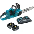 Produktbild: Makita DUC 353 PT2 + 2 x  5Ah Akku, Doppellader Kettensäge Akku-Säge Fachhändler