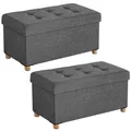Produktbild: SONGMICS Sitzbank mit Stauraum, 2er Set, Schuhbank, klappbare Sitztruhe, Aufbewahrungsbox, Fußbank, 38 x 76 x 40 cm, für Wohnzimmer, Schlafzimmer, dunkelgrau LSF425G02