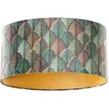 Produktbild: Samtlampenschirm Blattdesign Mit Goldener Innenseite Oval 50/33/25