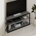 Produktbild: HOCUS PICUS Moderner Eck-TV-Ständer für Fernseher bis zu 109 cm, TV-Schrank, Entertainment-Center mit Aufbewahrungsregal, Metallrahmen, Spanplatte, TV-Einheit für Wohnzimmer, Schlafzimmer (Retro Grau)