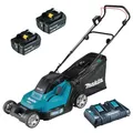 Produktbild: Makita DLM432PT2 Akku-Rasenmäher 2x 18V 43 cm 50 l 18 V / 2x 5,0 Ah Akku + Ladeg