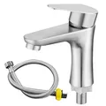 Produktbild: Kaltwasserhahn Edelstahl Bad Waschtischarmatur Gäste WC Einhebelarmatur 80cm