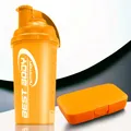 Produktbild: Best Body Nutrition Protein Eiweiss Shaker 700 ml + Pillenbox Farbe Orange