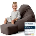 Produktbild: DreamRoots Sitzsack Erwachsene Cord oder Kinder - Bean Bag Sofa - Sitzsack Cord mit Hocker und Bezug - Sitzsäcke mit Füllung 70x70x70 cm Roasted Cocoa