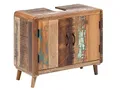 Produktbild: Woodkings® Bad Waschbeckenunterschrank Kalkutta recyceltes Holz bunt rustikal Waschtischunterschrank Badmöbel Badezimmer Badschrank Bad Unterschrank Massivholz (mit Fuß)