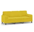 Produktbild: vidaXL Sofa, 3-Sitzer-Sofa mit Zierkissen Gelb 180 cm Samt