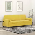 Produktbild: 3-Sitzer-Sofa mit Zierkissen Gelb 180 cm Samt