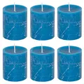 Produktbild: Stumpenkerzen Rustic 6er Set - Stumpenkerze, Blockkerze, Kerze, Adventskranz, Advent - Kein Ruß - Brenndauer: 30 Std. - viele Farben - 7x8 cm (Türkis)