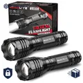 Produktbild: Taschenlampe Batteriebetrieben 4000 Lumen Extrem Hell 5 Modi Outdoor 2 Stück