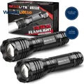 Produktbild: LED Taschenlampe 4000 Lumen Aluminium 2 Stück IP65 Wasserdicht Zoombar für