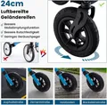 Produktbild: Rollator faltbar und leicht mit Sitz Aluminium bis 160 kg 2 in 1 Rollstuhl & Reiserollator Blau