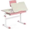 Produktbild: COSTWAY Kinderschreibtisch Höhenverstellbar, Schülerschreibtisch mit neigbarer Tischplatte, Bücherständer, Schublade & Messlineal, ergonomische... - Rosa