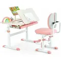 Produktbild: Costway Kinderschreibtisch Set Mit Stuhl Höhenverstellbar, Mit Neigbarer Tischplatte, Bücherständer, Schublade, Für Kleinkinder  Rosa