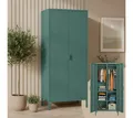 Produktbild: skølm Kleiderschrank Ituri aus Metall (Dunkelgrün) Metallschrank mit 6 Fächern & 2 Kleiderstangen, 170x80x45 cm