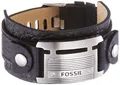 Produktbild: Fossil Herren-Armband JF84816040 Leder Edelstahl Schwarz Silber Vintage 25 cm