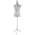 Produktbild: Schneiderpuppe T222, Schaufensterpuppe Torso weiblich, Fiberglas ~ Weiß mit Blumen