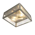 Produktbild: Qazqa Modern außen Deckenleuchte, Deckenlampe für den Garten - Rotterdam - Silber Farbe, max. 60W, Geeignet für LED, 28cm, IP23, Quadratisch, 2-flammig