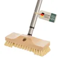 Produktbild: Schrubber mit Stiel, Teleskopstiel Schrupper aus Holz mit Naturborsten, Ideal für die Reinigung von Boden, Bodenbürste, Fliesen, Balkon, Terrasse, Garten, Außen, Innen, Aussenbereich, Aussen