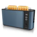 Produktbild: Arendo Toaster Edelstahl, Langschlitz, Display mit Restzeitanzeige, Brötchenaufsatz, 1 langer Schlitz, für 2 Scheiben, 1000 W, Defrost Funktion, Wärmeisolierendes Gehäuse, Krümelschublade