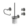 Produktbild: Lenz Bad-Accessoire-Set SIVO in Graphit – 4-teilig – Toilettenpapierhalter, WC-Bürstengarnitur und Zwei Handtuchhaken – Zum Kleben oder Bohren – Mit Anti-Fingerabdruck Oberfläche – 4290052