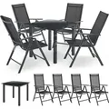 Produktbild: Juskys Aluminium Gartengarnitur Milano Gartenmöbel Set mit Tisch und 4 Stühlen Dunkel-Grau mit schwarzer Kunstfaser Alu Sitzgruppe Balkonmöbel - Dunkelgrau/Schwarz