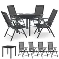 Produktbild: Juskys Aluminium Gartengarnitur Milano 4+1-4 Hochlehner Stühle verstellbar & klappbar mit Tisch - Gartenmöbel Set 5-teilig wetterfest - Grau