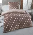 Produktbild: MALIKA Warme Winter Plüsch Sterne Wende-Bettwäsche Nicky-Teddy 'Cashmere Touch' Coral Fleece viele Farben & Größen, Farbe:Taupe, Größe:155 x 220 cm