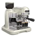 Produktbild: Klarstein Bella Café Siebträgermaschine Mit Mahlwerk – 19 Bar, 1550 W, 1,4 L, Integriertes Kegelmahlwerk, Milchaufschäumer, 2 Tassen, Thermo Block, Creme, Rostfreier Stahl