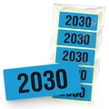 Produktbild: itenga 50x Jahresetiketten Ordner Inhaltsschild Jahreszahl I Aufkleber für Akten selbstklebend aus Haftpapier Rechteckig 6x2,5cm (Kalenderjahr 2030 blau)