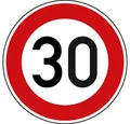 Produktbild: Dreifke Verkehrsschild Verkehrszeichen Zulässige Höchstgeschwindigkeit 30 Nr. 274-30, Ø 600m