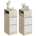 Produktbild: VASAGLE KAILYN Kollektion - Nachttisch 2er Set 2 Schubladen offenes Fach naturbeige-wolkenweiß LET856N01