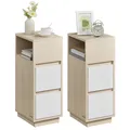 Produktbild: Kailyn Kollektion  Nachttisch 2er Set, schmal, Beistelltisch 2 Schubladen, of...