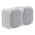 Produktbild: Wasserdichter Doppelstecker 2P + T, grau