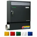 Produktbild: AL Briefkasten Systeme Basic 1er Briefkasten mit Zeitungsfach in RAL 7016 Anthrazitgrau 1 Fach DIN A4 Postkasten wetterfest wasserdicht Briefkastenanlage mit Posthaltebügel und 2 Namensschildern
