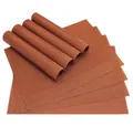 Produktbild: matches21 HOME & HOBBY Platzset Tischset BORDA 8er orange terracotta Tischunterlage als Tischdeko, (8-St), modernes Esstisch Platzdeckchen als abwaschbarer Tischuntersetzer