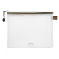Produktbild: PVC-freier Reißverschluß-Beutel A5 transparent/taupe, weißer Reiß-