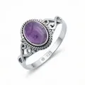 Produktbild: mantraroma Silberring BAGHIMI oval aus 925 Silber mit Amethyst (Ring mit Schmuckbeutel), Damenring aus 925er Silber lila 50
